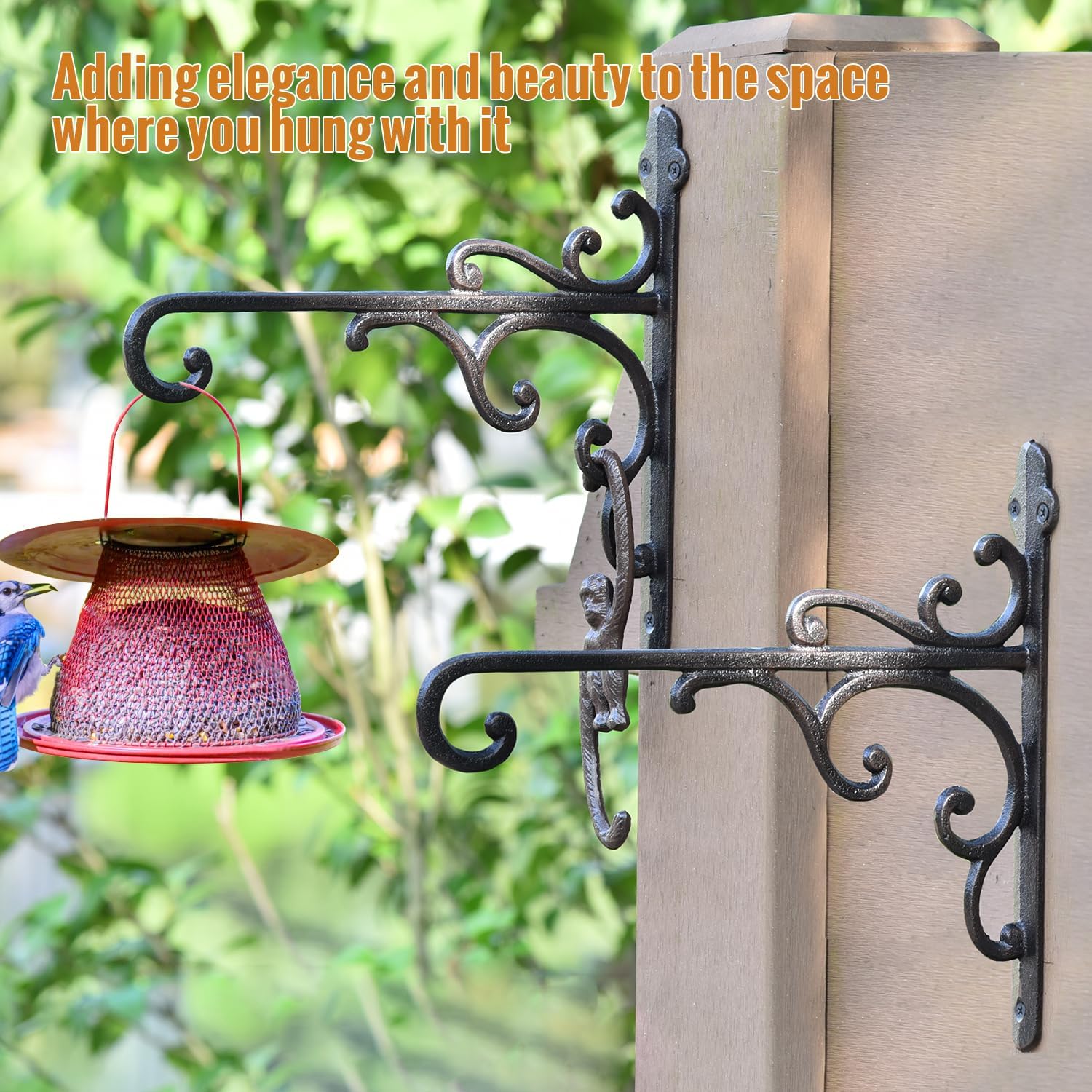 Sungmor Cast Iron Wall Hook Plant Hangers - 2PC Black | Home & Garden Heavy Duty Hanging Bracket Plant Hooks - Hanging
