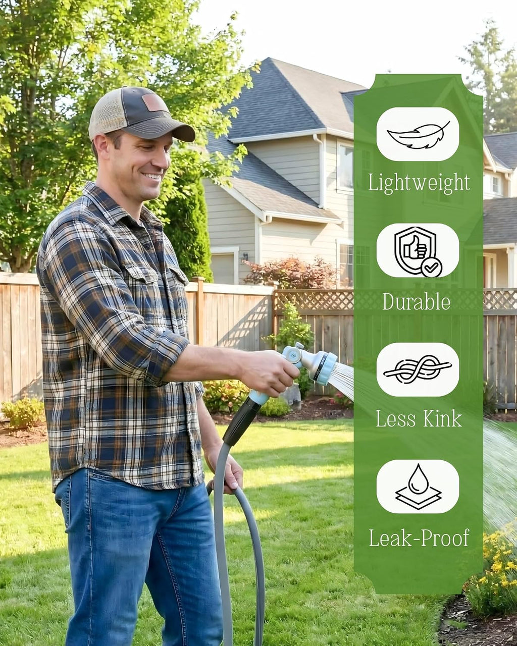 Flexible Garden Hose 25 FT, Lightweight Water Hose for Outdoor, 5/8 Inch | Non-Expanding Garden Hose, Light Weight &