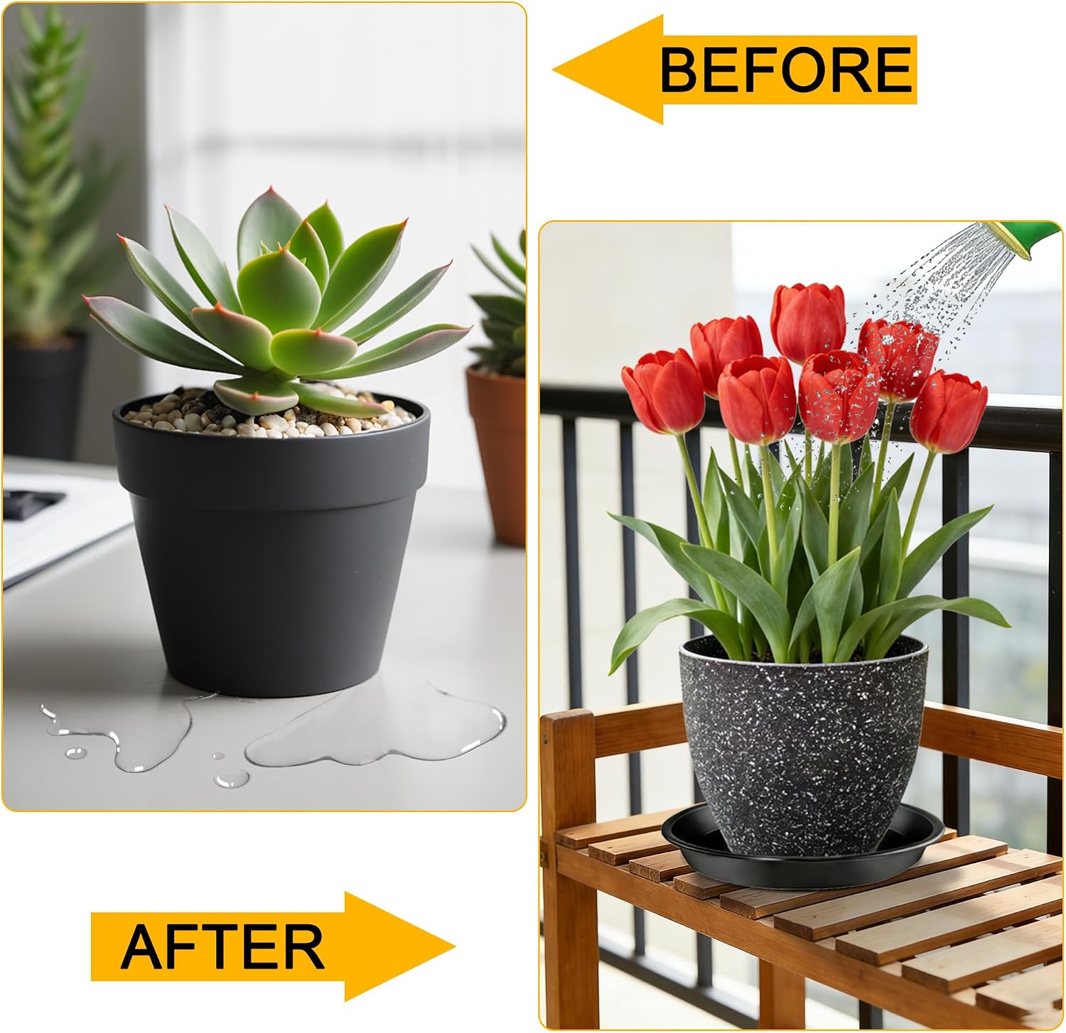 6 Pack 12 Inch Plant Saucers, Heavy Duty Plastic Plant Trays Drip Plates for Home & Garden Potted Plants, Water Trays