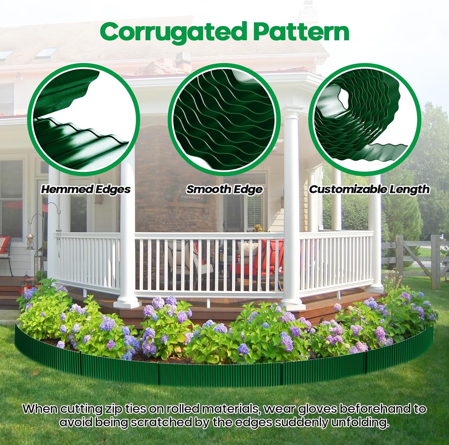 Corrugated Metal Garden Edging,Sturdy Tall Landscape Edging Borders with 6pcs Anchor Stakes, Perfect DIY for Flower