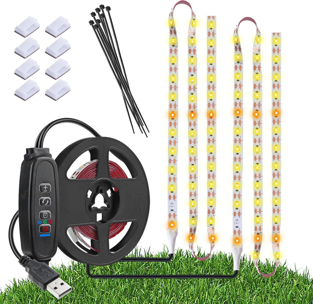 Grow Light Strip Waterproof Grow Lights for Indoor Plants Full Spectrum Plant Grow Lights Indoor with Auto ON/Off Timer White Red 120 LEDs Sunlike Grow Lamp for Plant Light for Indoor Plants (1)