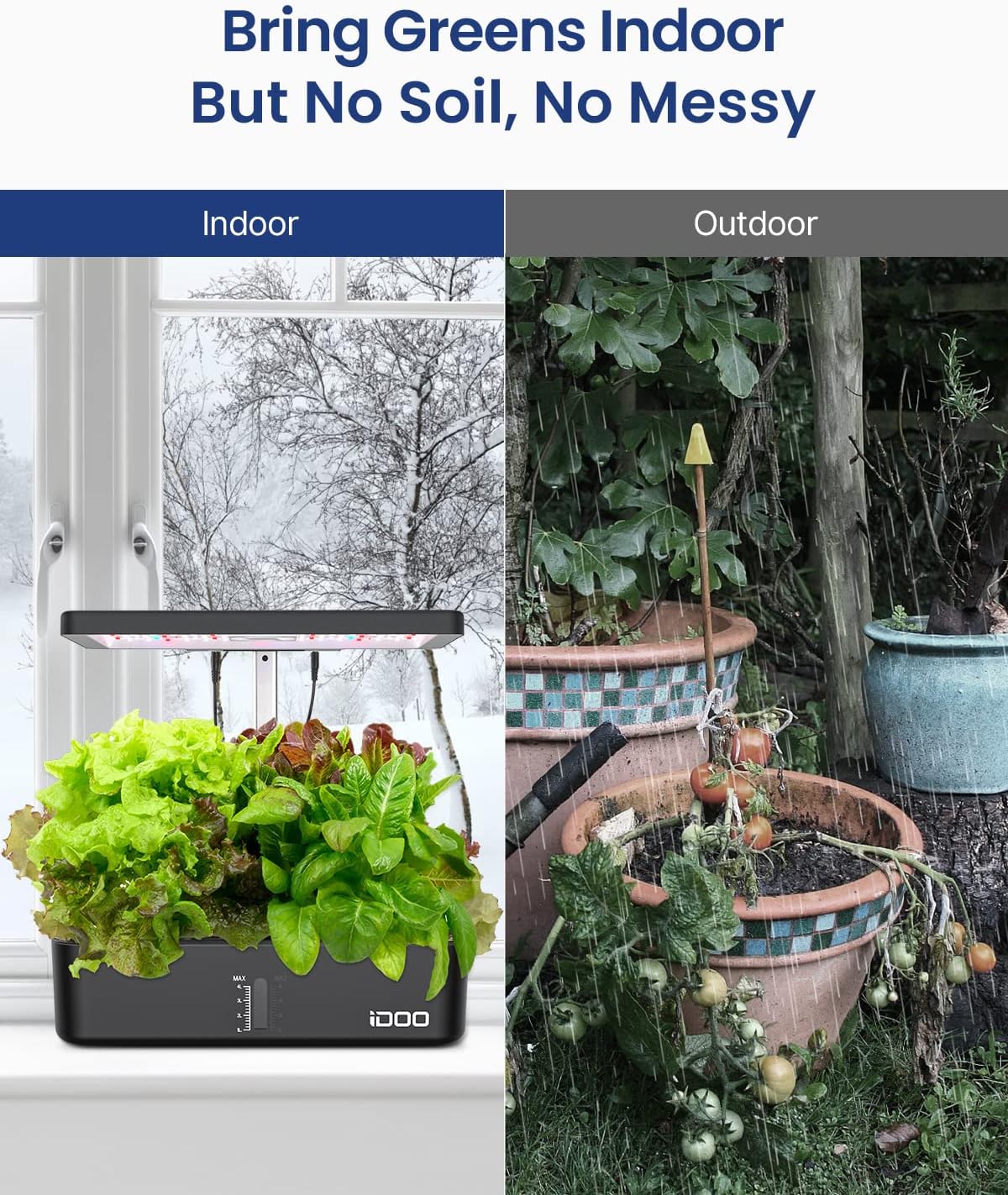 iDOO 12Pods Hydroponics Growing System Garden with LED Grow Light | Indoor Herb Garden for Home Office, Built-in Fan