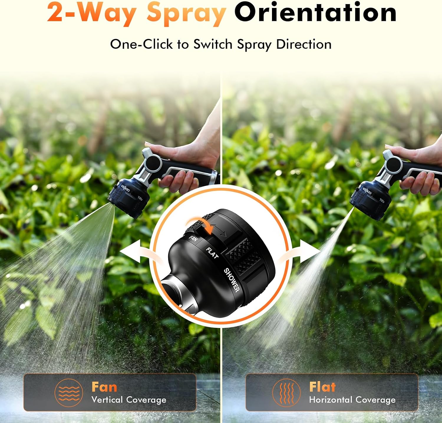 RESTMO Water Hose Nozzle Heavy Duty, Adjustable Garden Sprayer for Outdoor | 2-in-1 Twist Control, 9 Spray Patterns