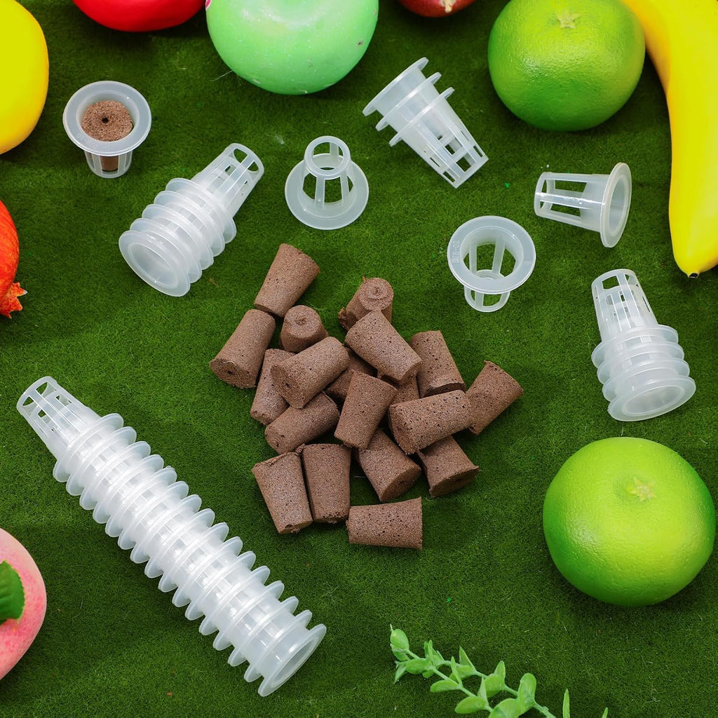 200 Pcs Grow Sponges Pods Kit, Includes 100 Grow Sponges, 100 Root Plant Basket, Root Growing Kit Replacement Pod Cups