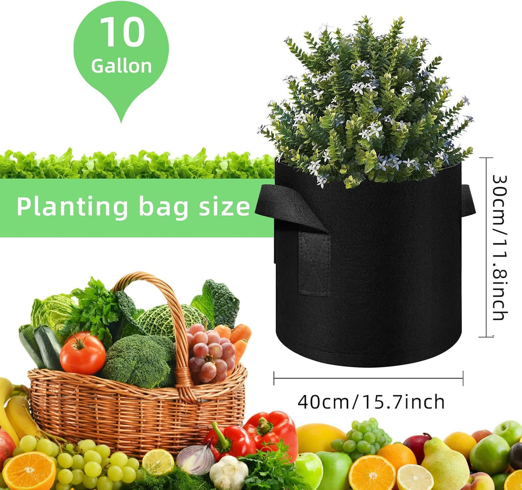 10 Gallon Garden Grow Bags, 60 Pack 10 Gal Planter Fabric Pot, Nonwoven Grow Bags Heavy Duty Aeration Fabric Pots with