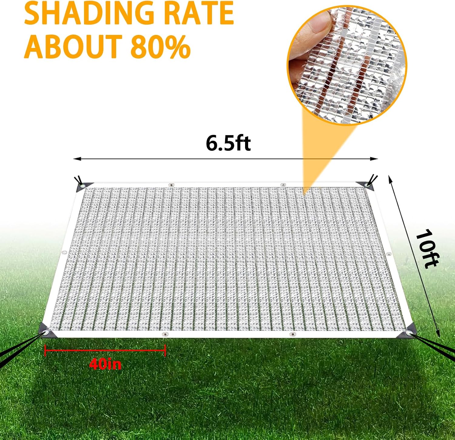 Reflective Aluminet Shade Cloth with Grommets,90% Aluminum Shade Cloth - for Cars,Outdoor Shade Cover for Patio