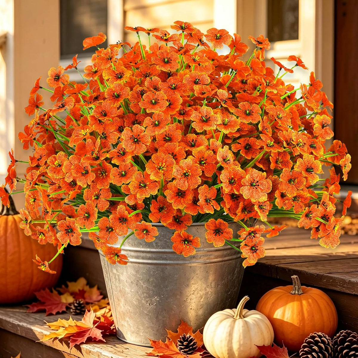 Briarwood Lane Fall Planter 11.75 x 11 x 11 Checkered Mums Medium