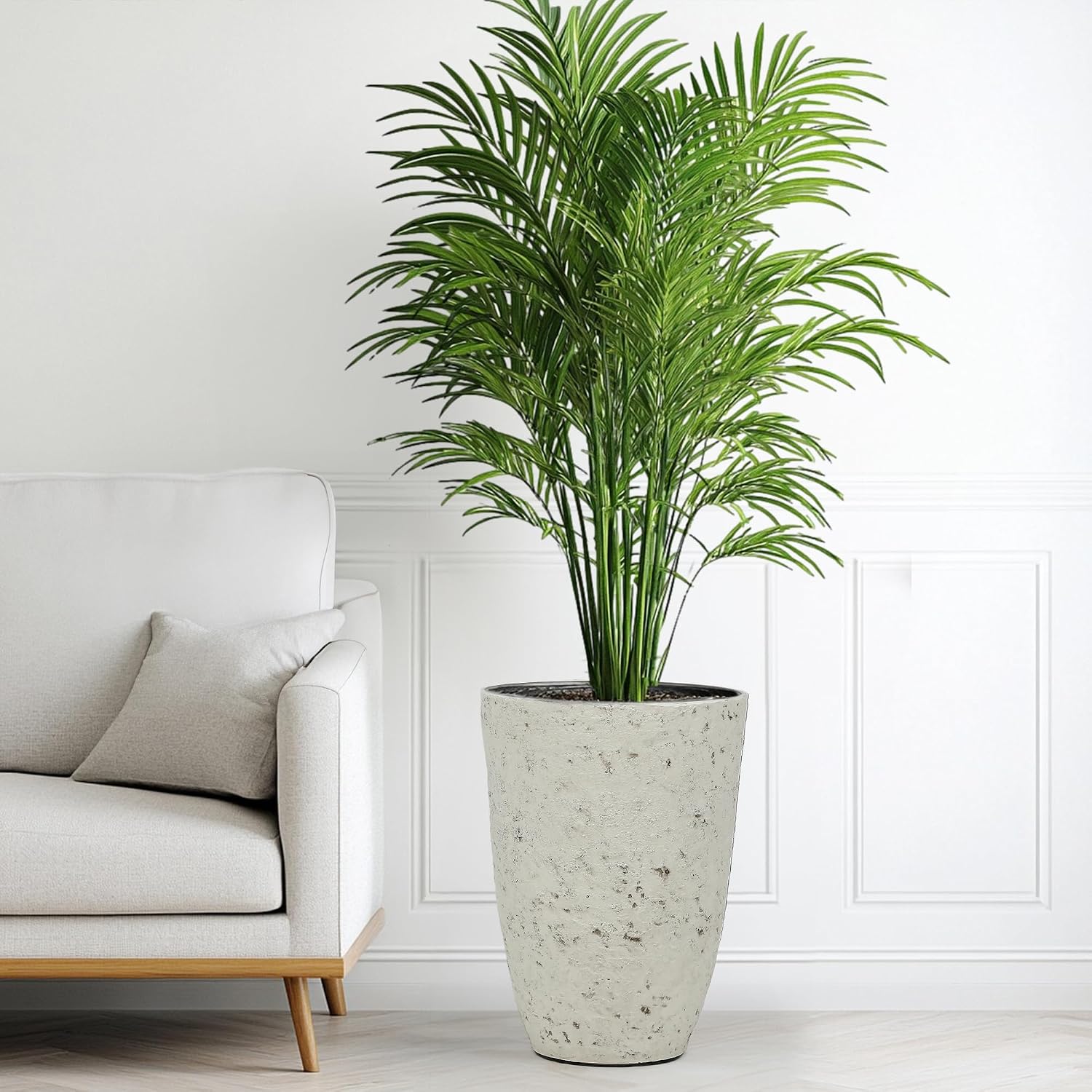 Autodaya 19.5" Resin Tall Planters for Outdoor Plants, Set of 2 Flower Pots | Country White Large Outdoor Planters With