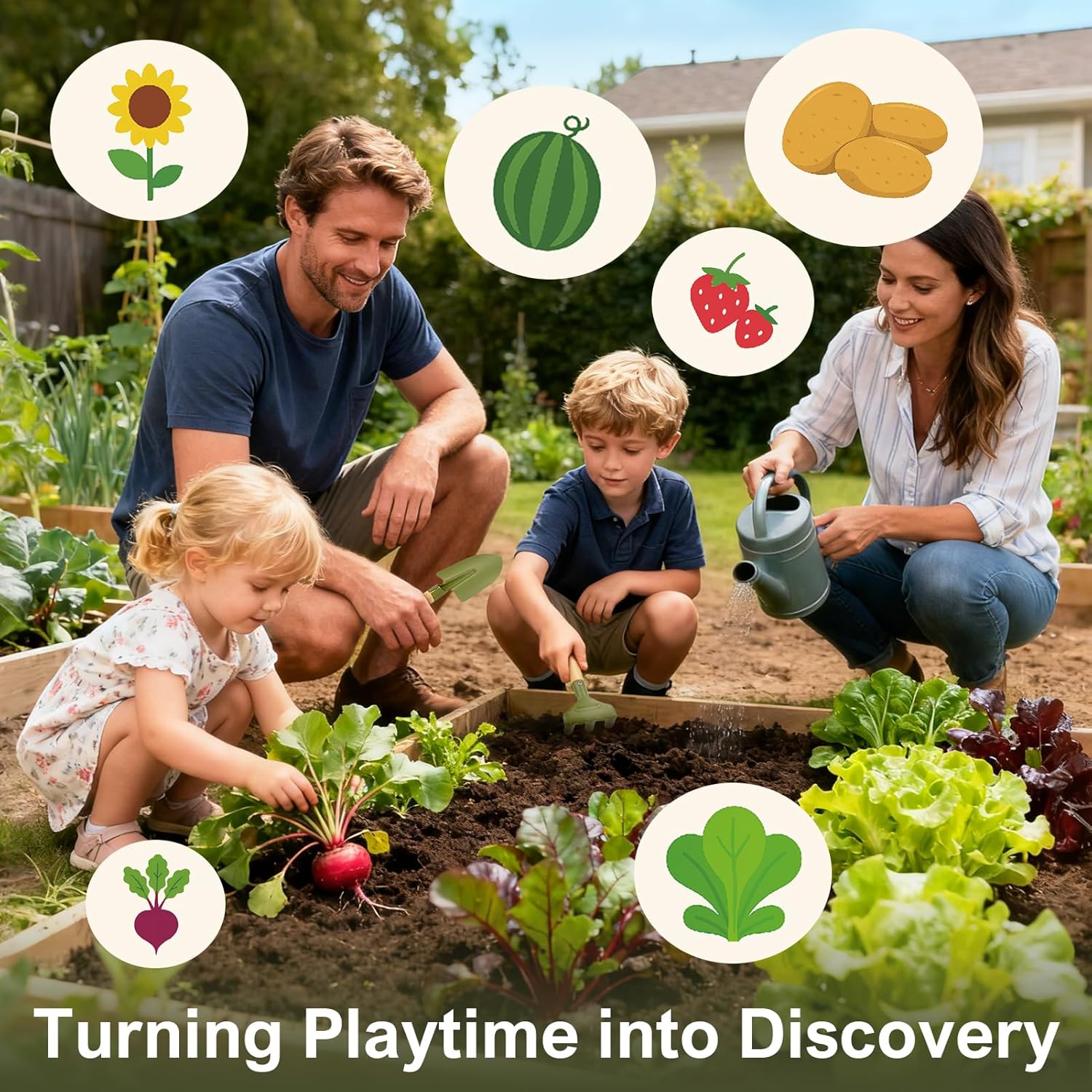 Dreamon Kids Gardening Set, 14Pcs Kids Gardening Tool with Bug Catching Kit | 2-in-1 Outdoor Toys with Wheelbarrow and