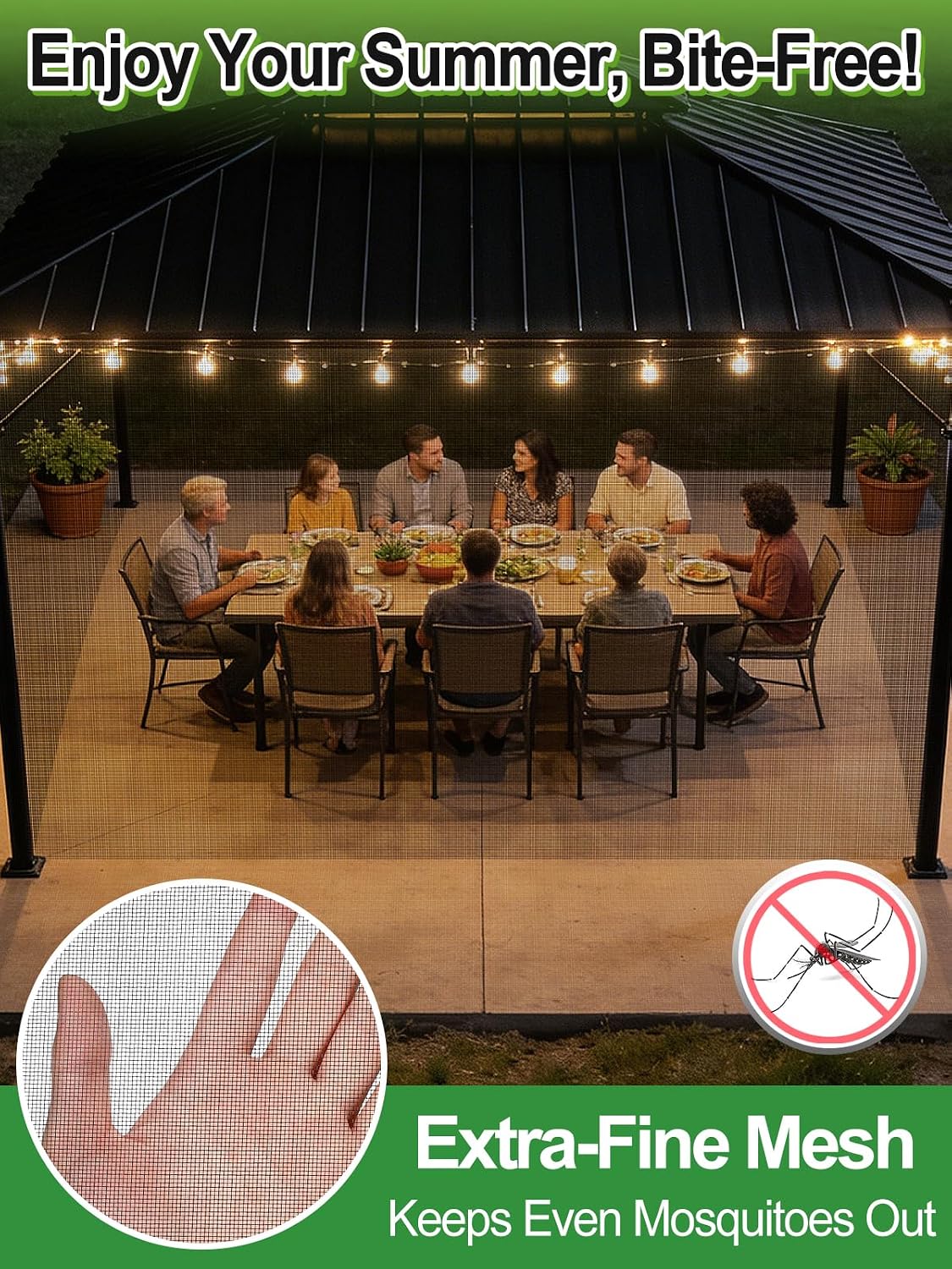 10x50ft PP Nanocomposite Garden Netting - Keep Bugs Out, Mosquito Net for Patio, Bird Barrier Mesh Screen for Balconies