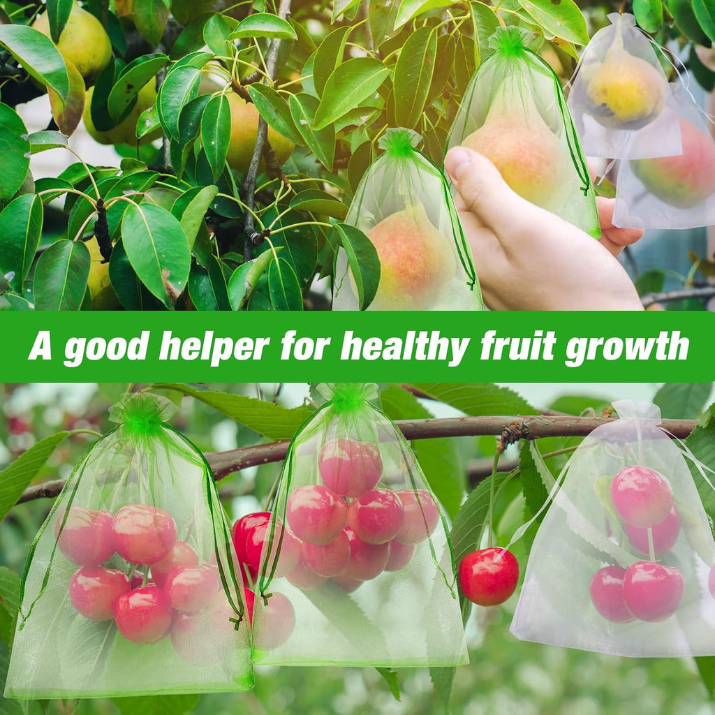 Woanger 300 Pcs Fruit Protection Bags 6 x 8'' Fruit Bags for Fruits Trees Green Netting Fruits Cover Bag with