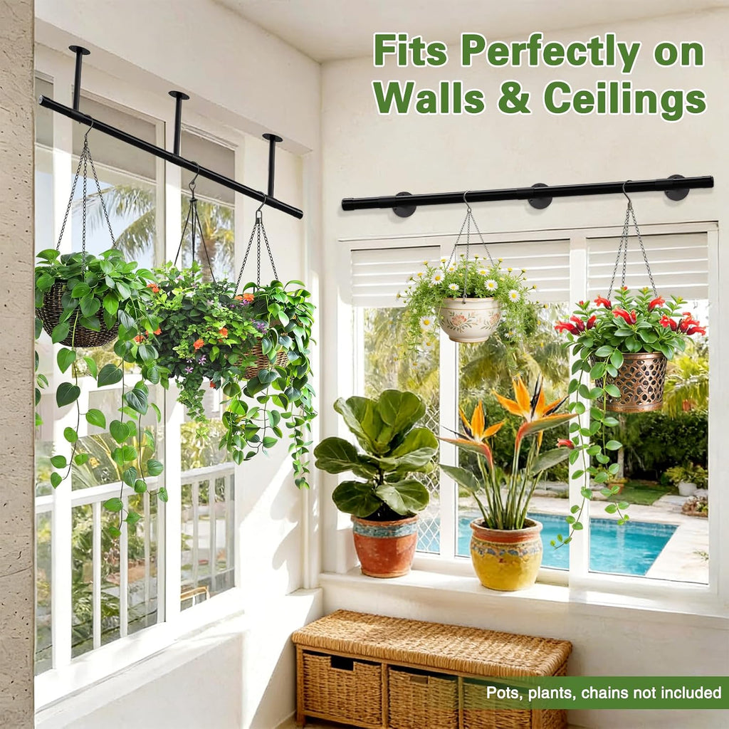 SUTINE Plant Hanging Rod, 62 Inch Plant Hanger Indoor for Window Ceiling, Heavy Duty Hanging Planters for Indoor
