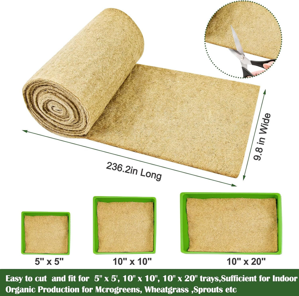 1Roll 10" X 236" Microgreen Growing Mat Hemp Fiber Grow Mats Microgreens Growing Kit Jute Hydroponic Pads Indoor