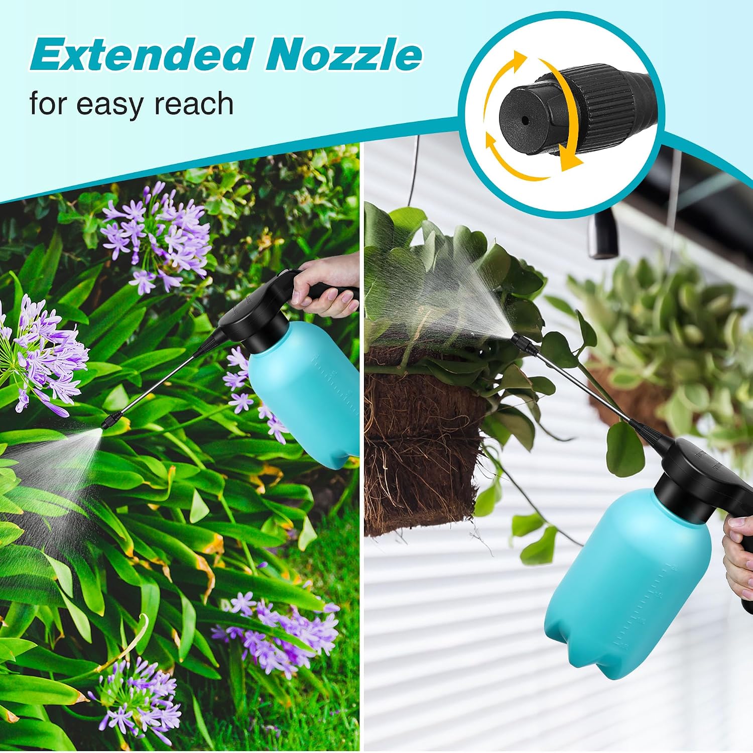 0.5 Gallon Electric Spray Bottle Plant Mister Blue Style | Rechargeable Battery Powered Sprayer with Adjustable Spout