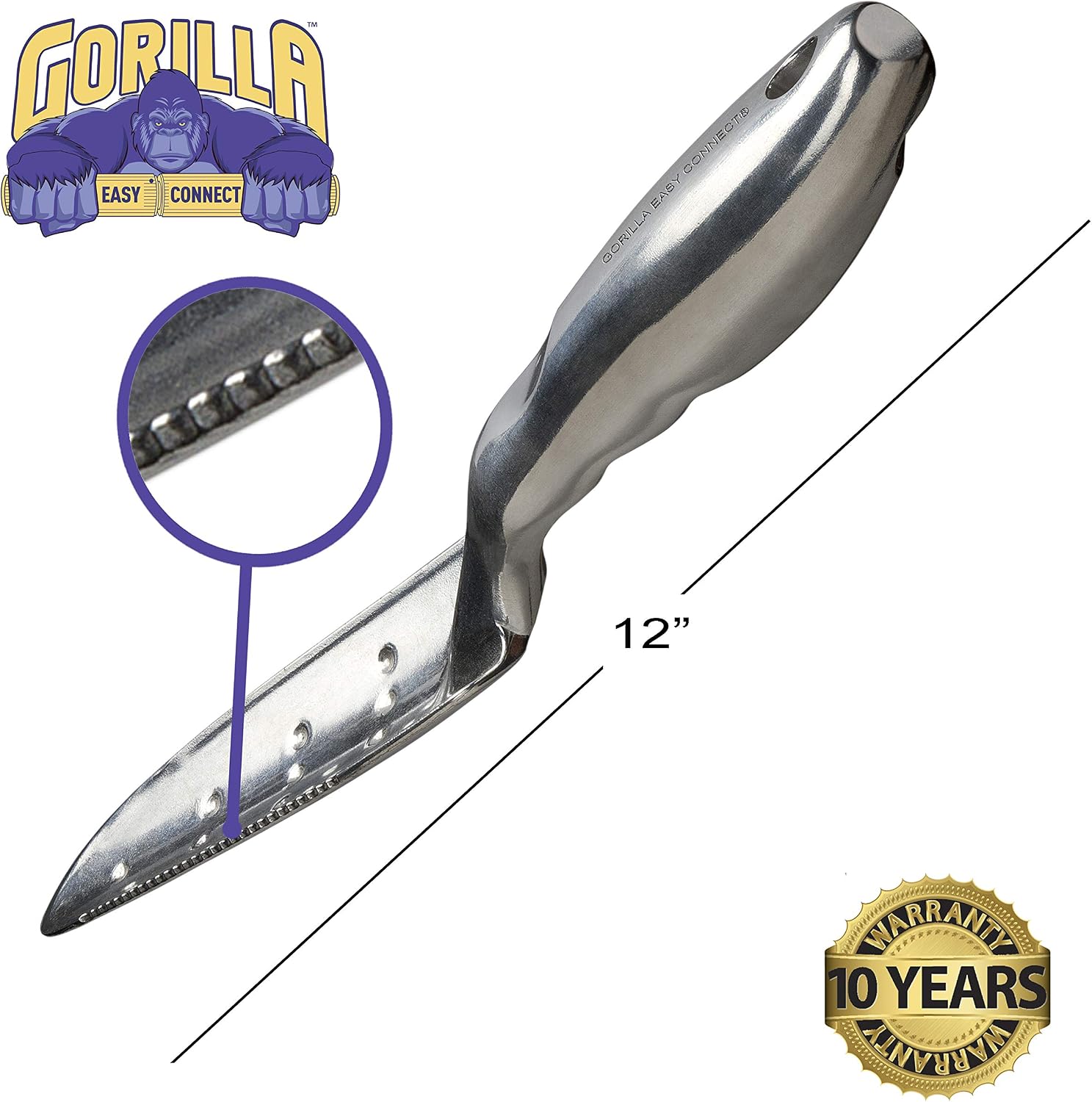 Heavy Duty Garden Tools with Digging Trowel, Transplant Trowel and Cultivator Hand Rake Solid One Piece Cast Aluminum