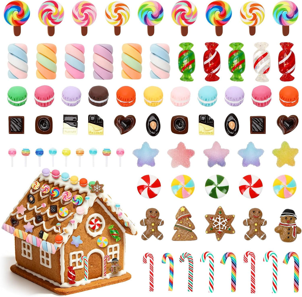 JUNEBRUSHS 120 Pcs Christmas Mini Candy Canes Resin Ornaments