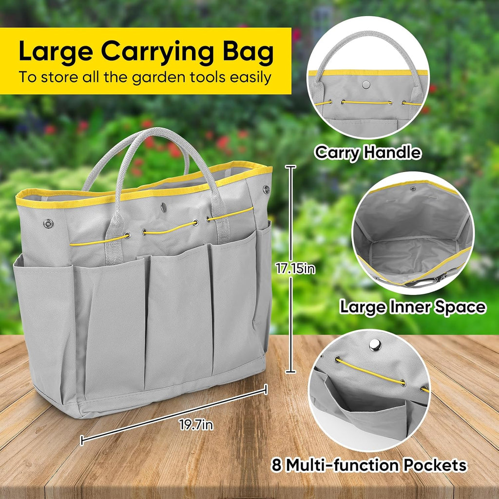 Garden Tool Sets, 10 Piece Heavy Duty Gardening Tool Set, Stainless Steel Gardening Hand Tools with Garden Tool Bag