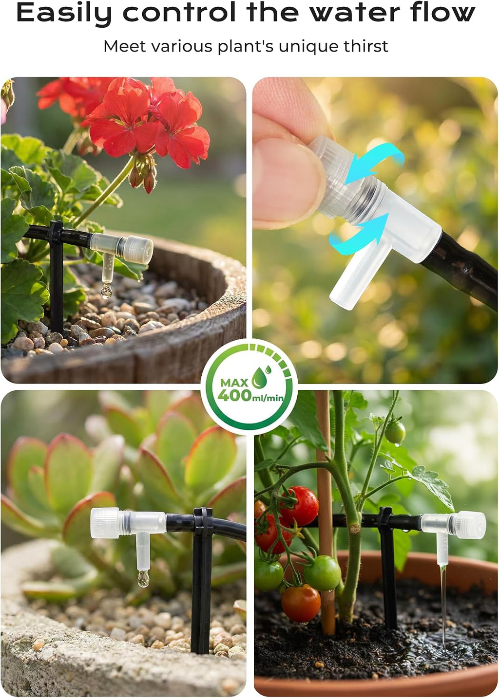 49ft Solar Drip Irrigation System with USB Charging for 15 Potted Plants | Plant Watering Devices, Automatic Watering