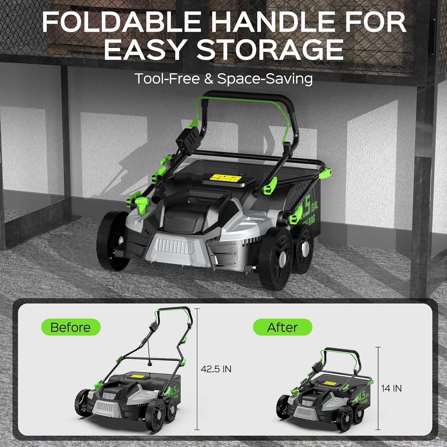 TIECTOWN 2026 Upgrade 16-Inch 15.5 Amp 2-in-1 Electric Dethatcher and Scarifier with 14.5-Gallon Collection Bag, Lawn