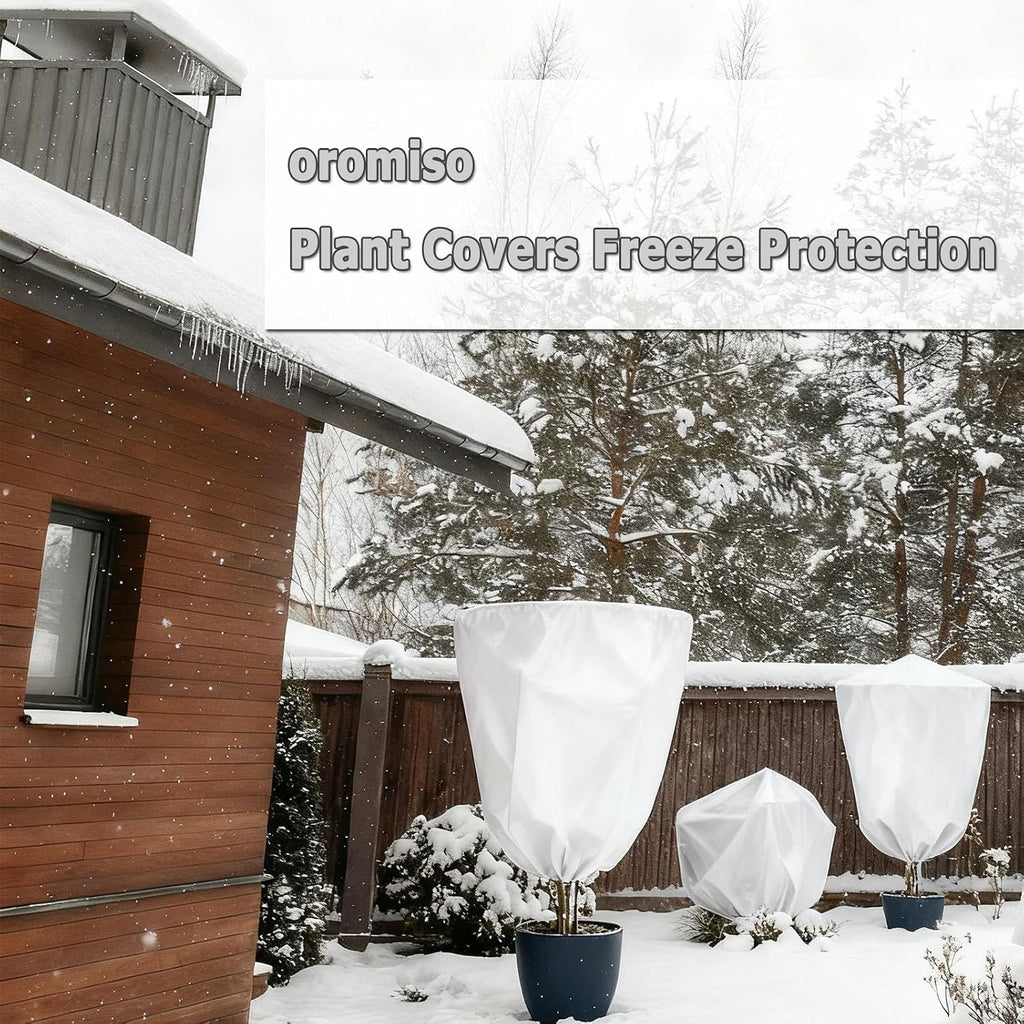 2-Pack Plant Cover Freeze Protection 78.7"x94.5'' White Tree Cover Bags with Zipper Drawstring Winter Outdoor Plant