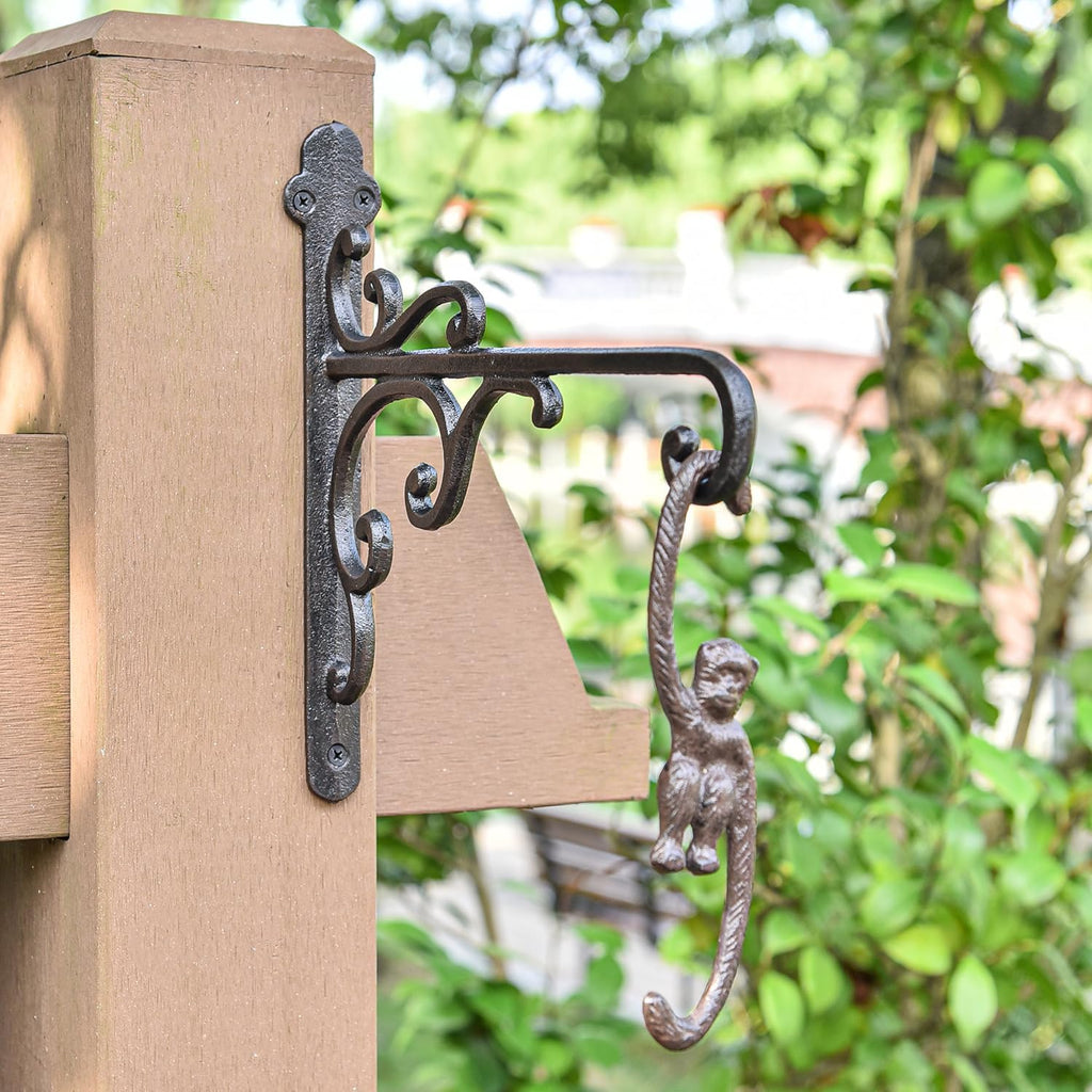 Sungmor Cast Iron Wall Hook Plant Hangers - 2PC Black | Home & Garden Heavy Duty Hanging Bracket Plant Hooks - Hanging