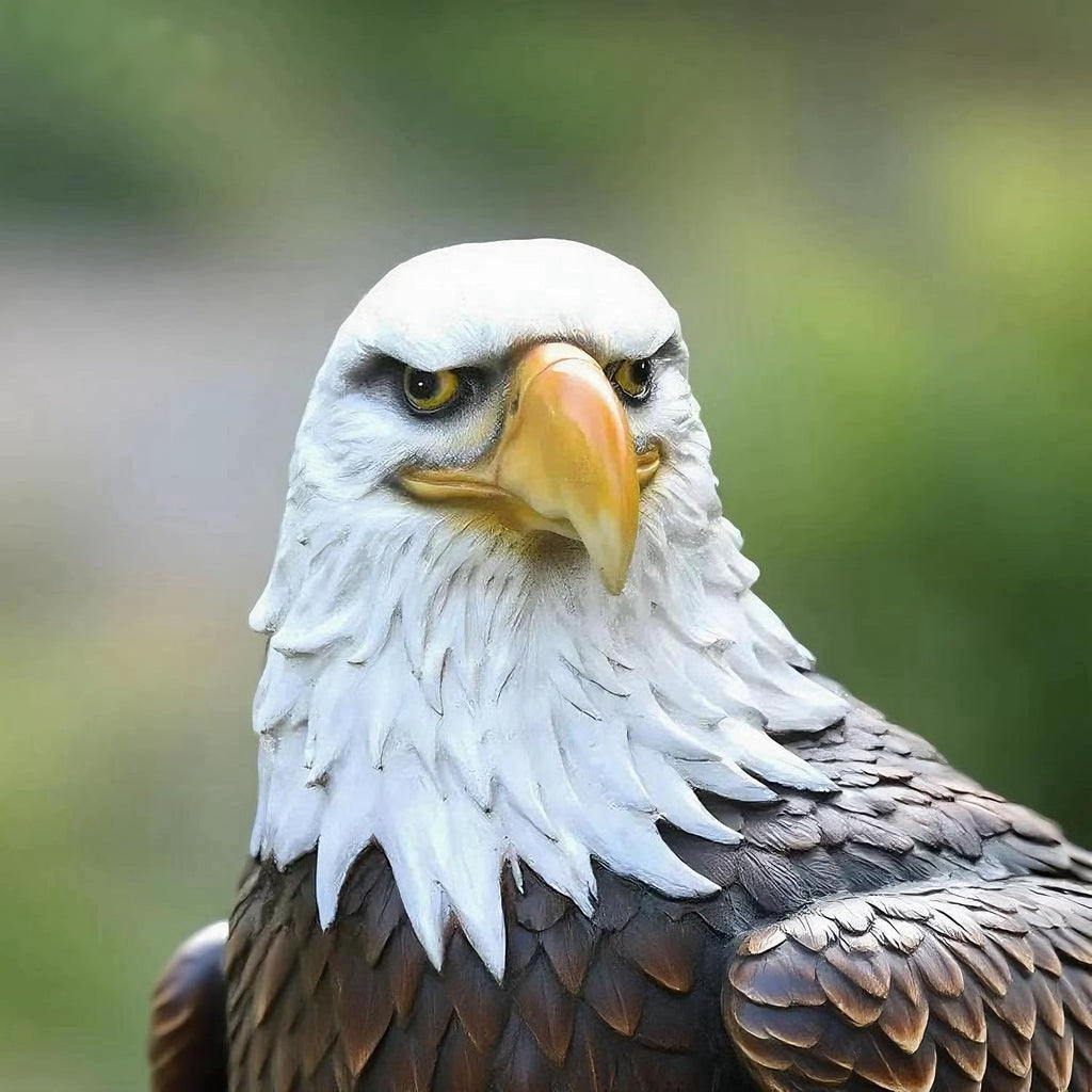 H:24.4 inch Bald Eagle Statue Outdoor, Large Realistic Eagle Sculpture for Garden Decor, Hand-Painted Resin Lawn Eagle