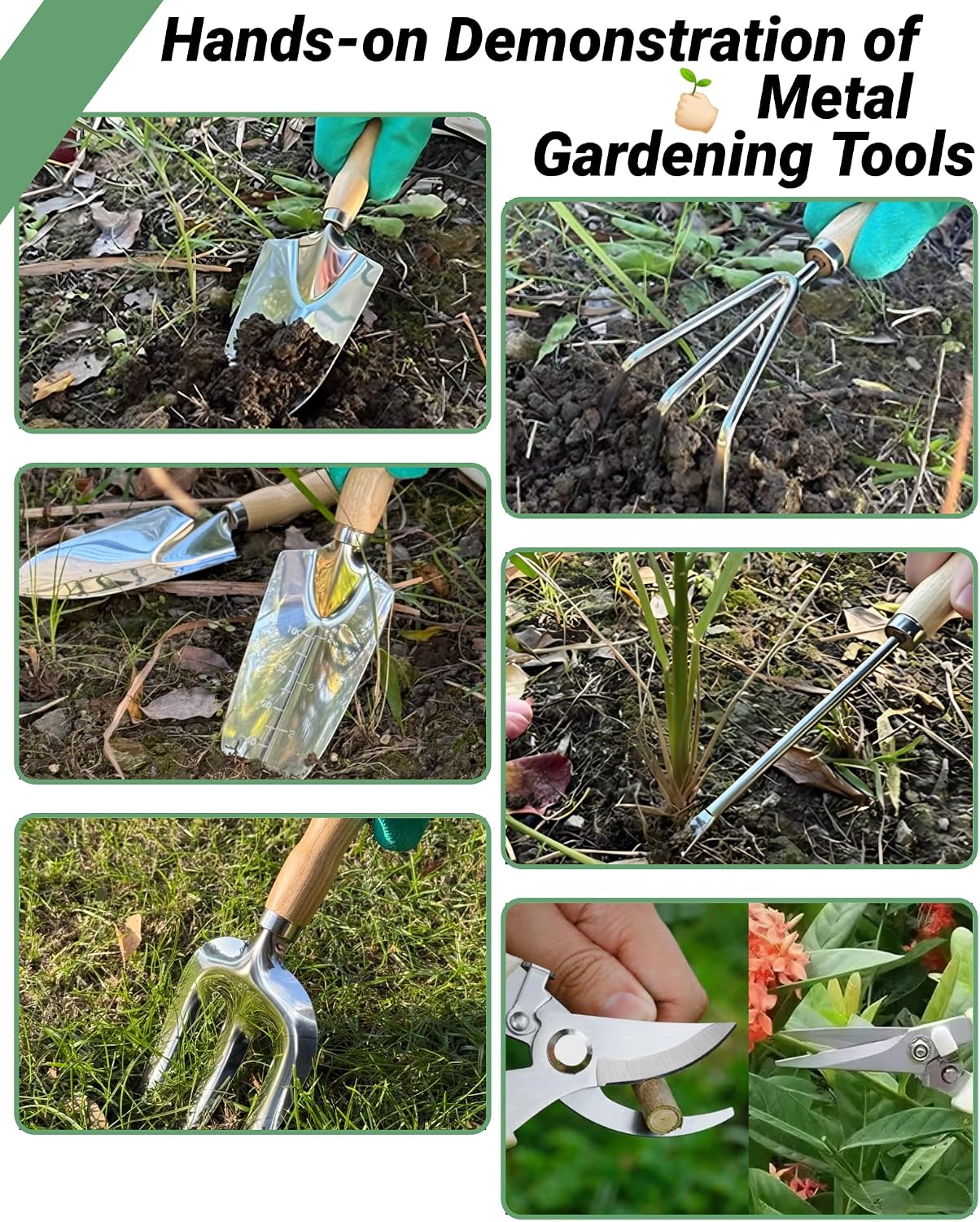 Garden Tool Set, Stainless Steel Gardening Hand Tools, Gardening Supplies Kit, Garden Tools with Fashion and Durable