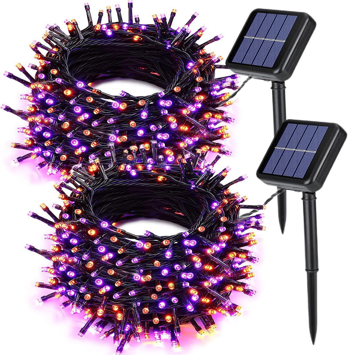 Joomer Orange Purple Halloween Solar Lights, 2Pack Total 144FT 400LED