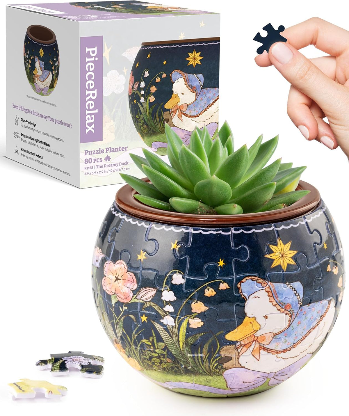 PieceRelax Unique 3D Puzzle Planter - 80 Plastic Pieces [K1128]