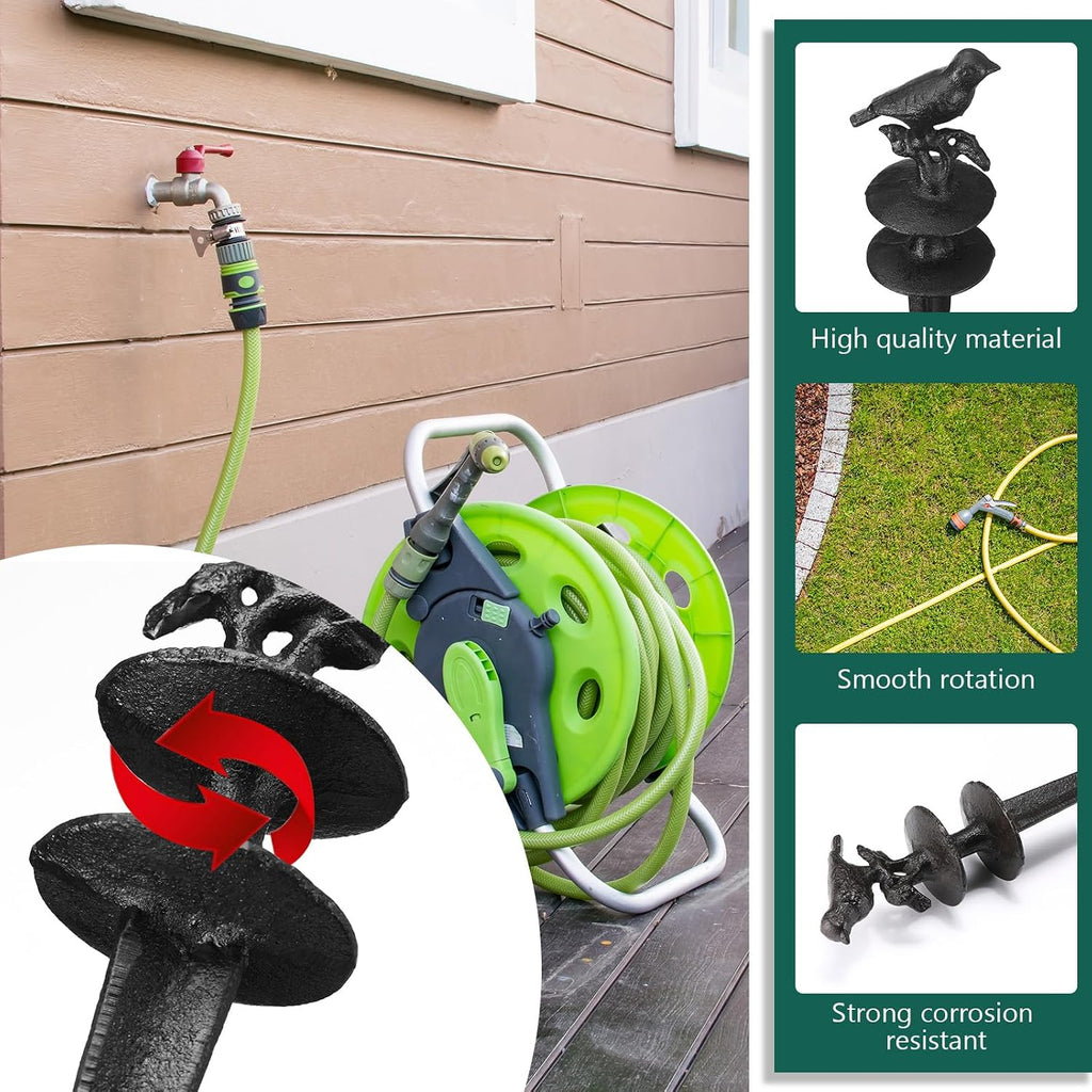 2 Pcs Garden Hose Guide Spike 12 Inch Heavy Duty Metal Hose Support Spike Aluminum Decorative Garden Stakes Protector
