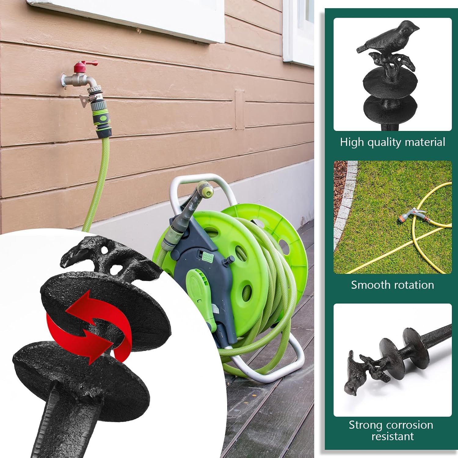 2 Pcs Garden Hose Guide Spike 12 Inch Heavy Duty Metal Hose Support Spike Aluminum Decorative Garden Stakes Protector