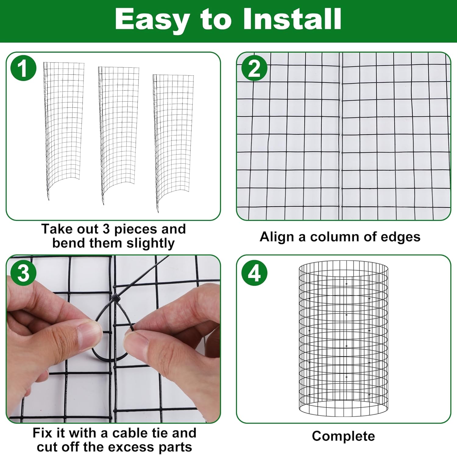 winemana 12 Set Garden Plant Protector Cage,36 Pcs 16x12 in Metal Wire Protectors for Plants Protection Cages with