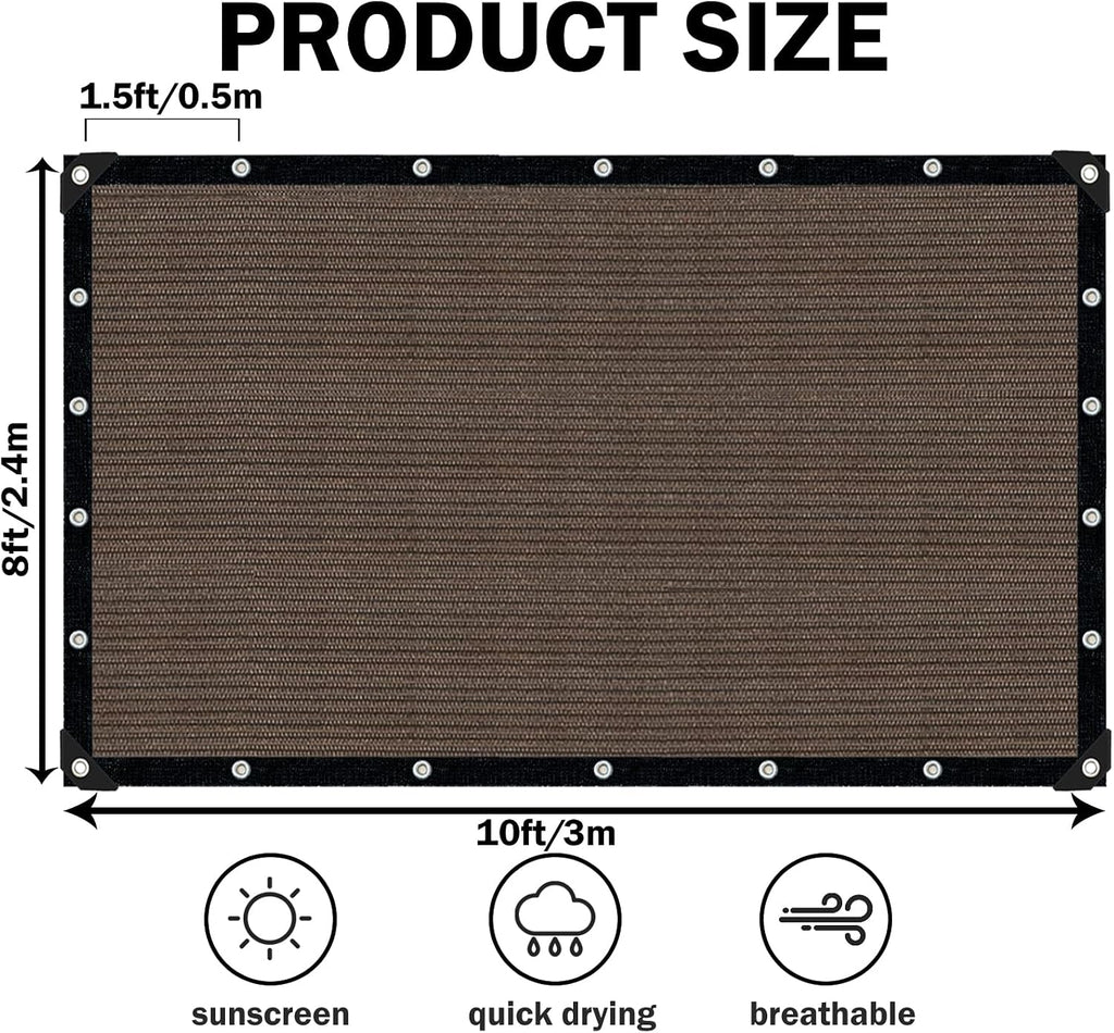 Sun Shade Cloth for Outdoor Patio,Pergola Shade Cover with Grommets Deck Shade Privacy Screen Balcony,90% UV Protection