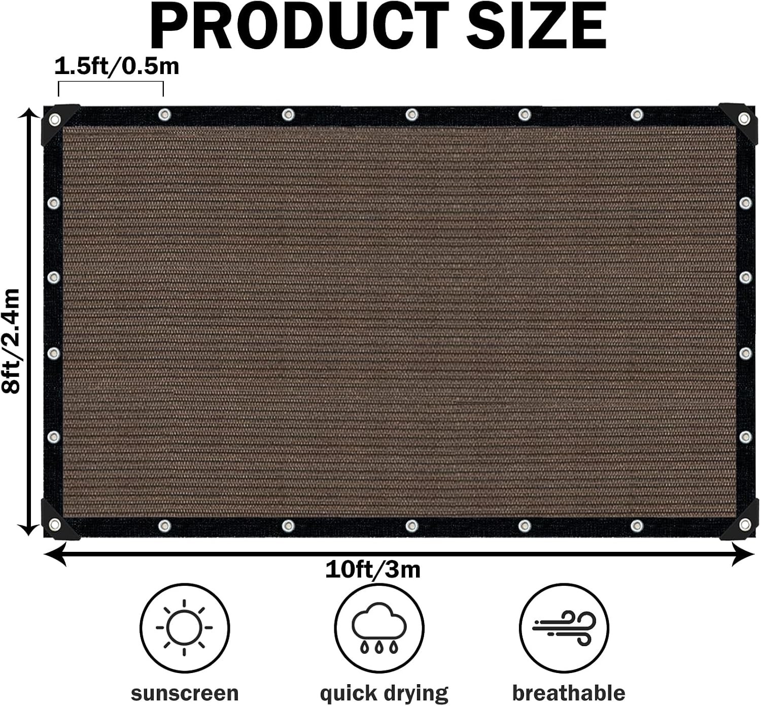 Sun Shade Cloth for Outdoor Patio,Pergola Shade Cover with Grommets Deck Shade Privacy Screen Balcony,90% UV Protection