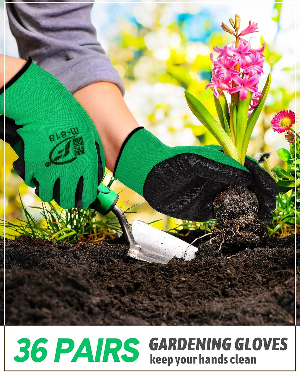 Honeydak 36 Pairs Garden Gloves Bulk for Men Women | Heavy Duty Work Gloves, Breathable Rubber Coated, Durable