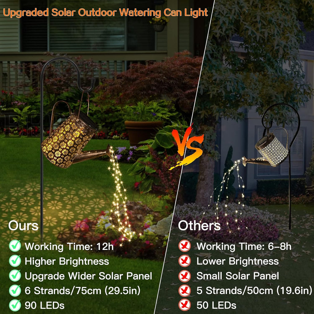 Solar Watering Can with Lights,Solar Outdoor Garden Decor Waterproof Large Hanging Lantern Landscape Lights Outside
