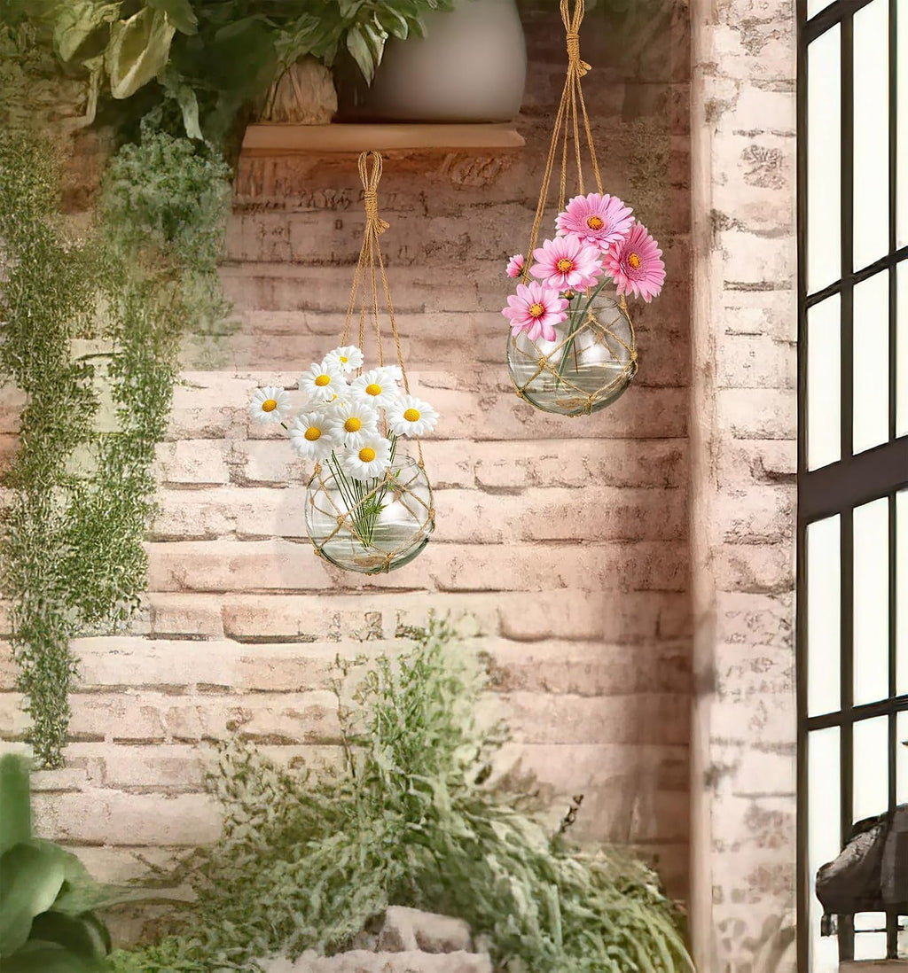 SAILINGSTORY Hanging Glass Plant Terrarium 5" Clear Set of 2 Pack | Glass Planter, Propagation Stations, Flower Vase