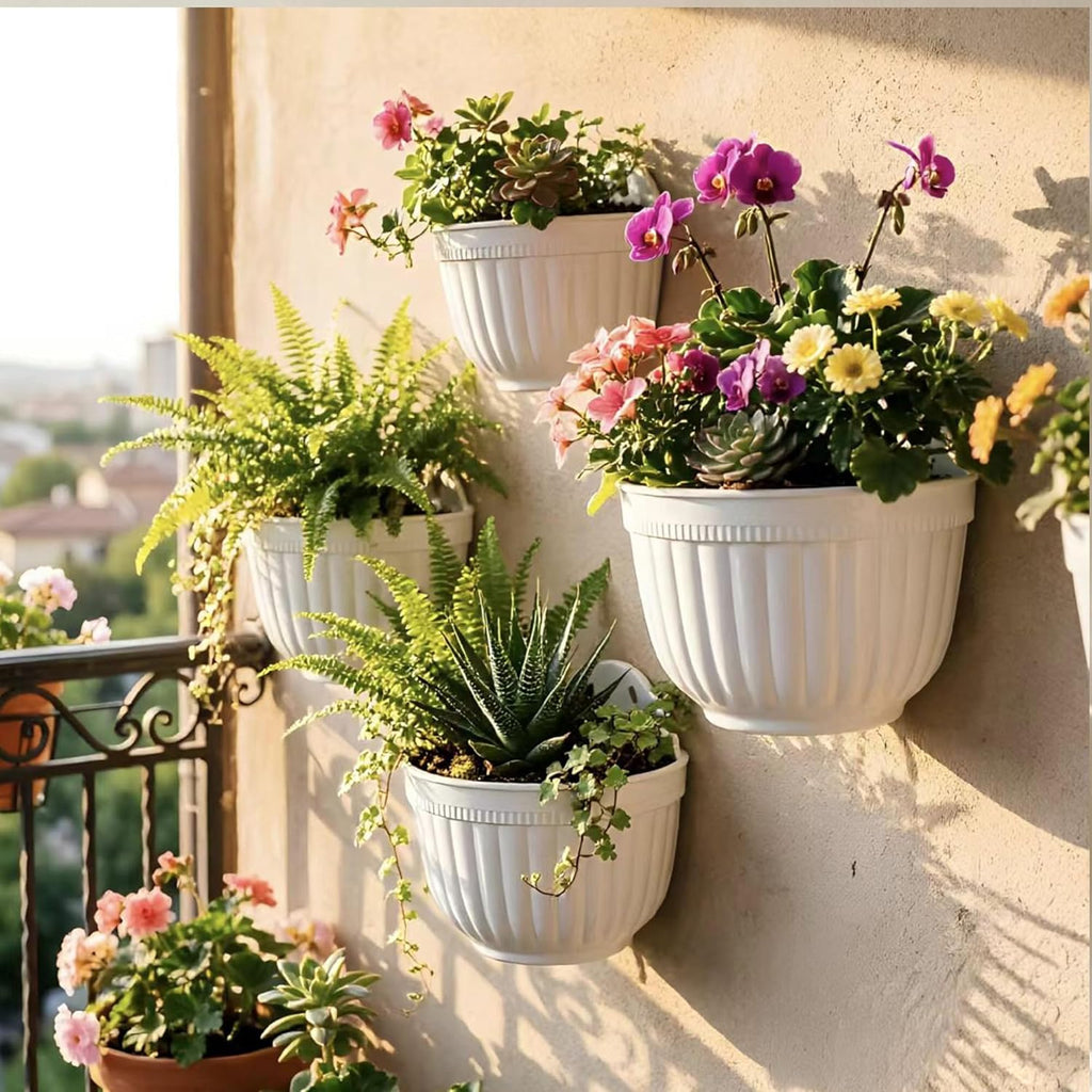 8 Pack Resin Wall Hanging Planter Pots Vertical Garden Living Wall Mount Window Hang Indoor Outdoor Plant Flower Basket