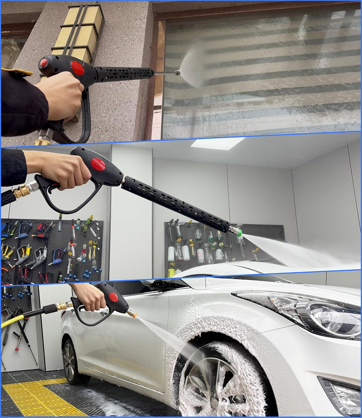 M MINGLE Swivel Pressure Washer Gun with Extension Wand, 3/8" Quick Connect | 4000 PSI High Pressure Spray Gun with 5
