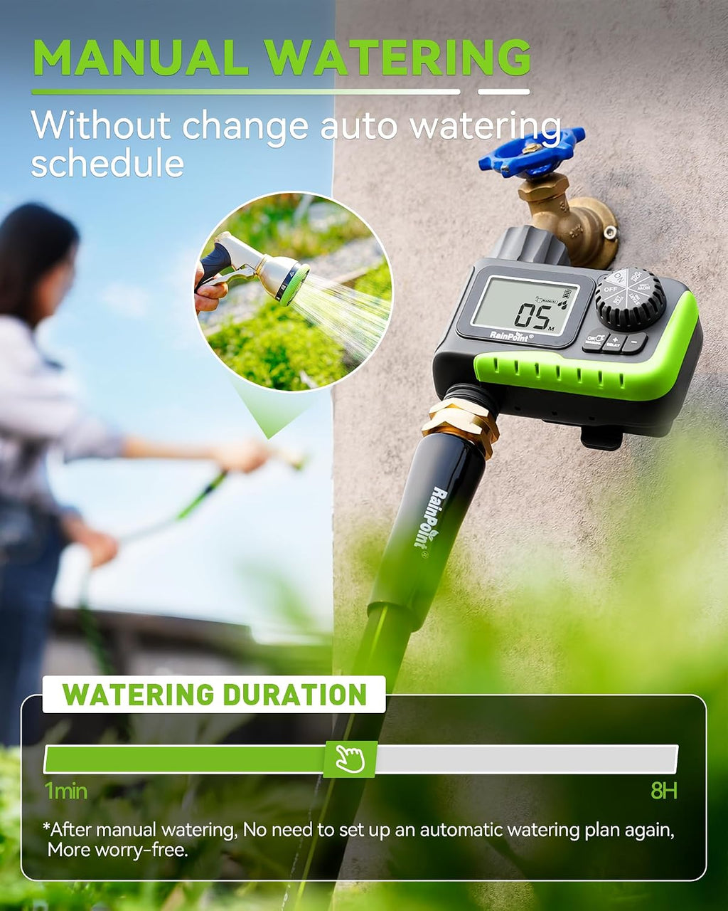 RAINPOINT Sprinkler Timer, Water Timer for Garden Hose, Garden Hose Timers for Watering, Irrigation with Manual