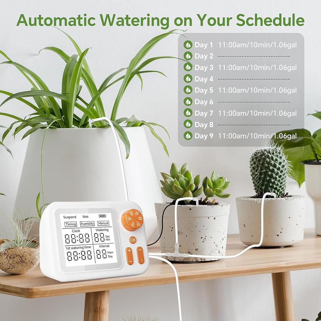 Automatic Plant Watering System for Indoor Plants, Smart Drip Irrigation Kit with Humidity Sensor,Cycle & Soak