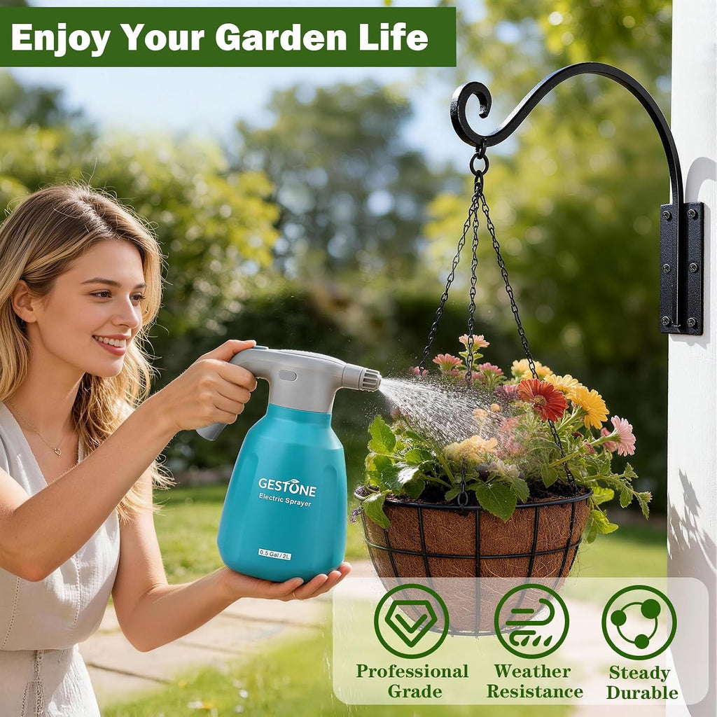 Heavy Duty 16 Inch Plant Hangers Bracket Outdoor 2 Pack Hanging Plant Hook | 60LBS Capacity, Rust-Proof Metal Wall