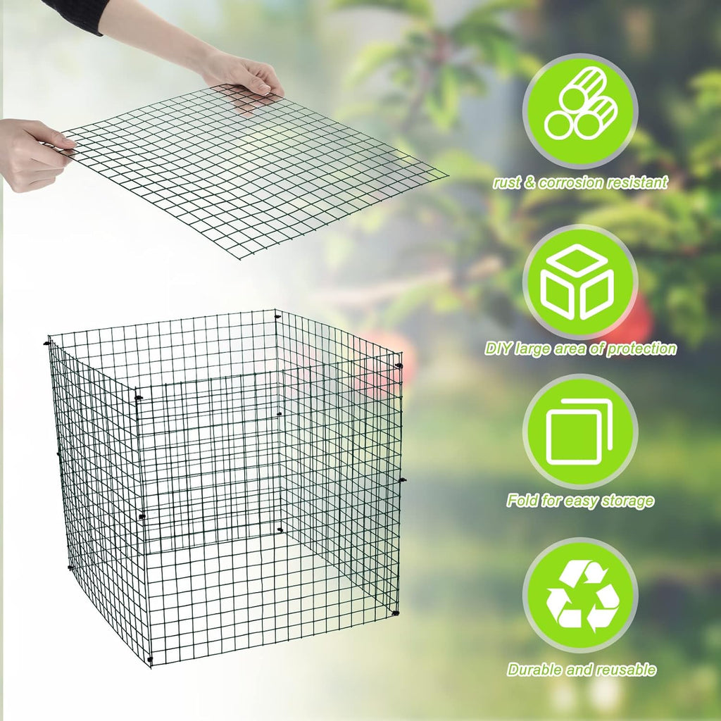 Zubebe 10 Pack Small Wire Plant Protectors Square Plant Protectors from Animals Mesh Cage Chicken Wire Cloche for