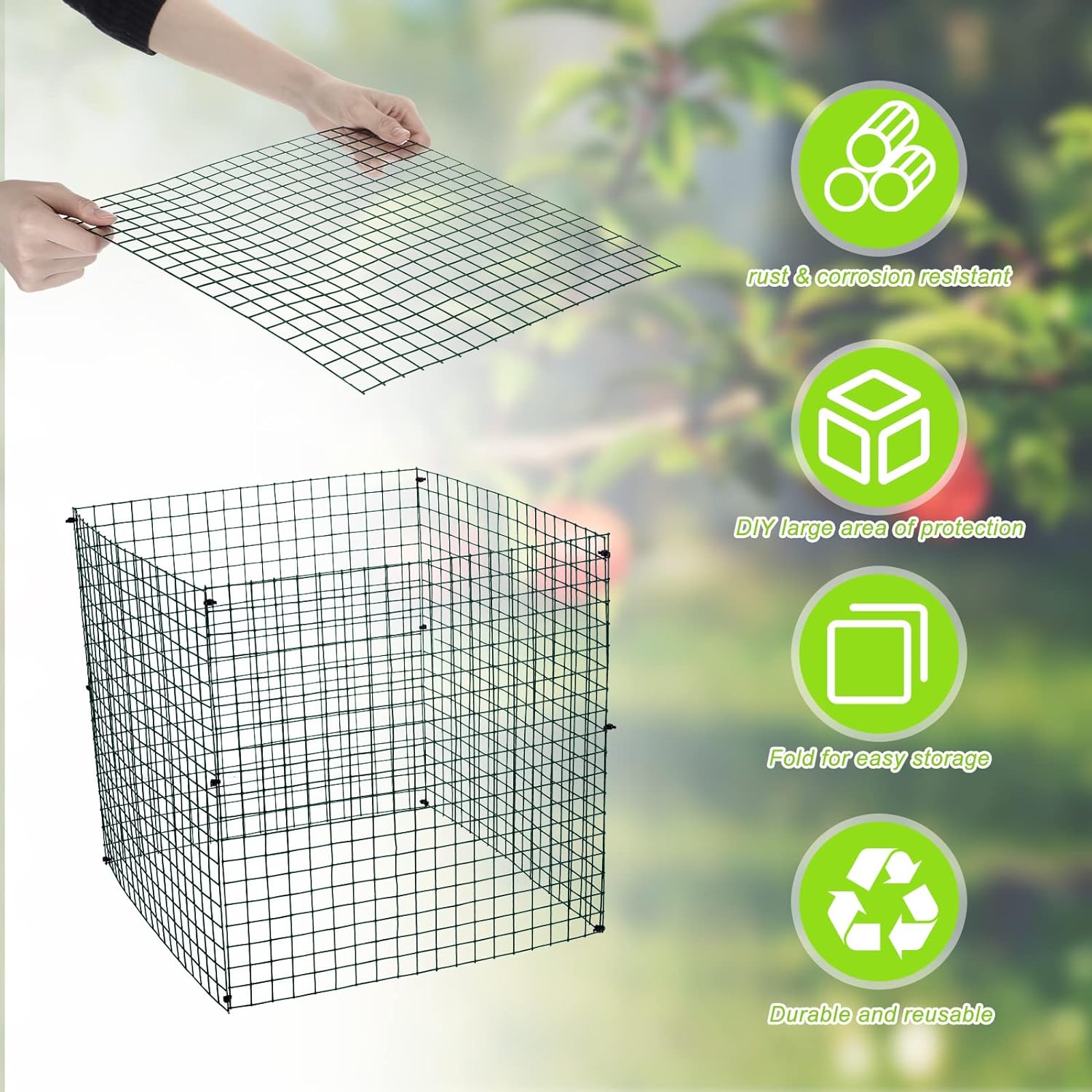 Zubebe 10 Pack Small Wire Plant Protectors Square Plant Protectors from Animals Mesh Cage Chicken Wire Cloche for