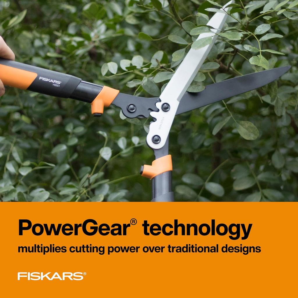 Fiskars 23" PowerGear2 Garden Hedge Shears, Hedge Clippers, 10" Blades | PowerGear2 Technology Multiplies Power for