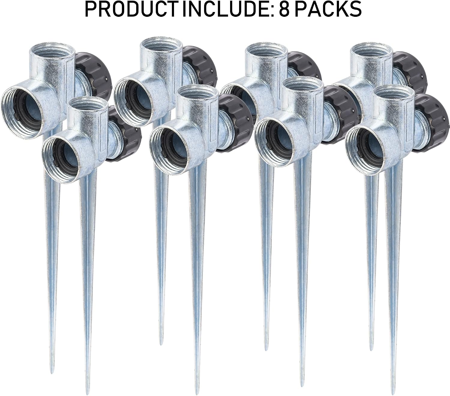 Hourleey 8 Pack 1/2 inch Zinc Alloy Lawn Sprinkler Spike Base, Water Flow Thru Sprinkler for Yard, Lawn, Garden and