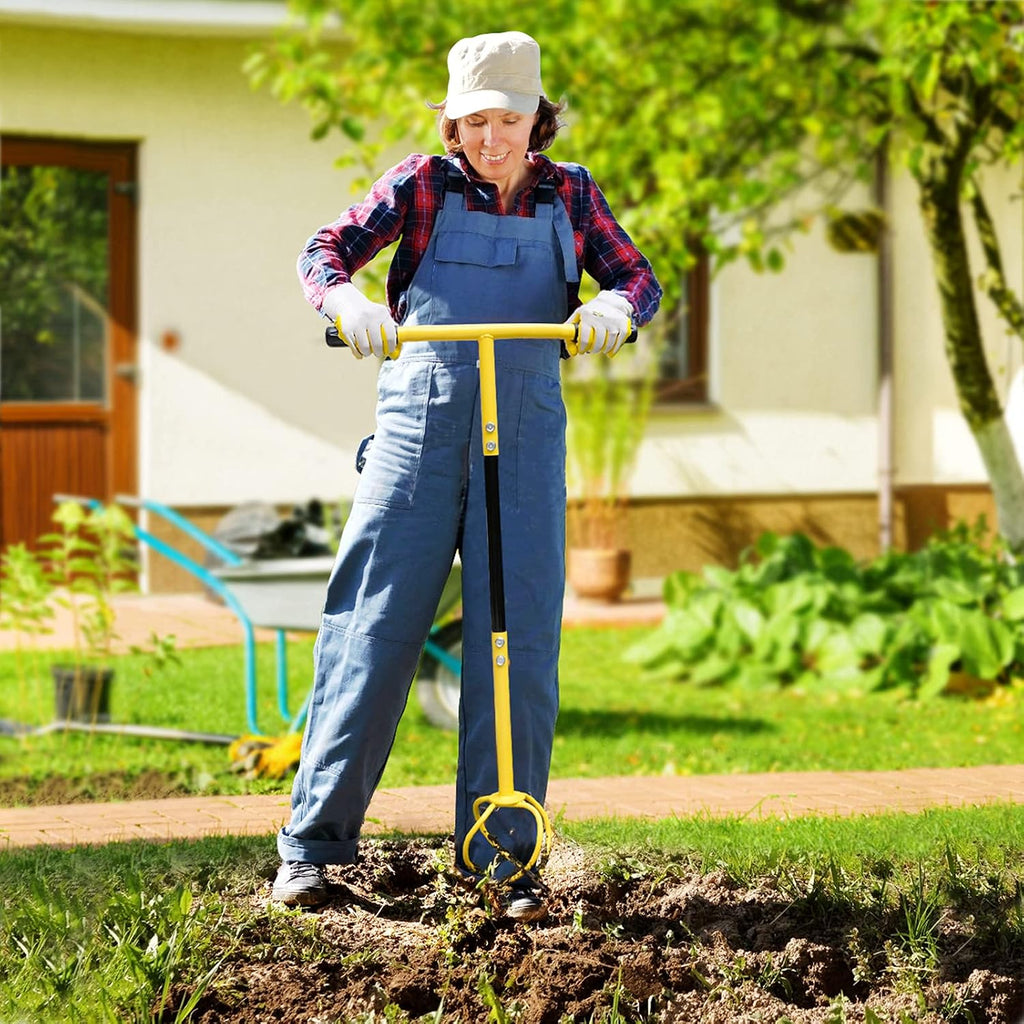 Altdorff Hand Tiller for Gardening, Garden Claw Manual Tiller with Ergomomic Handle, Steel Cultivator Tiller Lawn