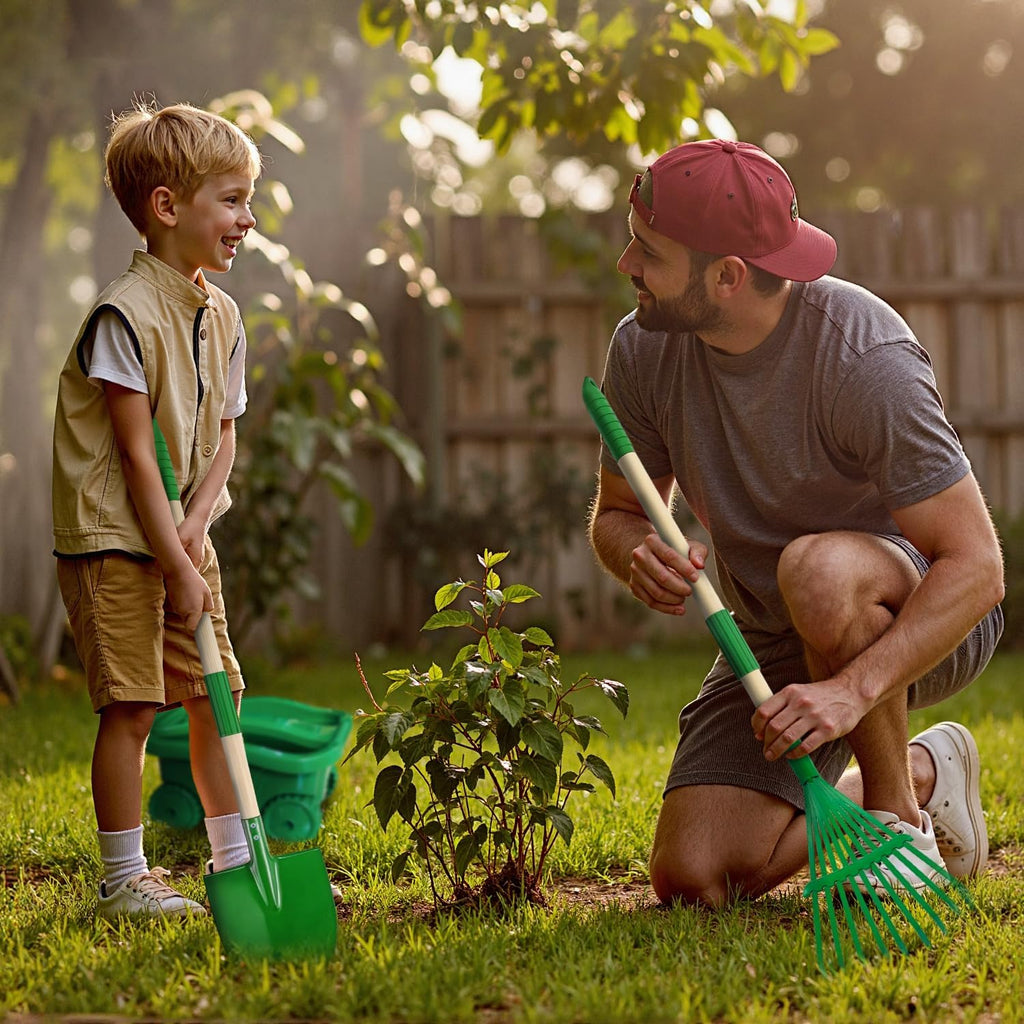 Kids Gardening Tools Set,8pcs Wheelbarrow Set for Kids with Shovel, Rake, Watering Can Outdoor Backyard Farm Digging