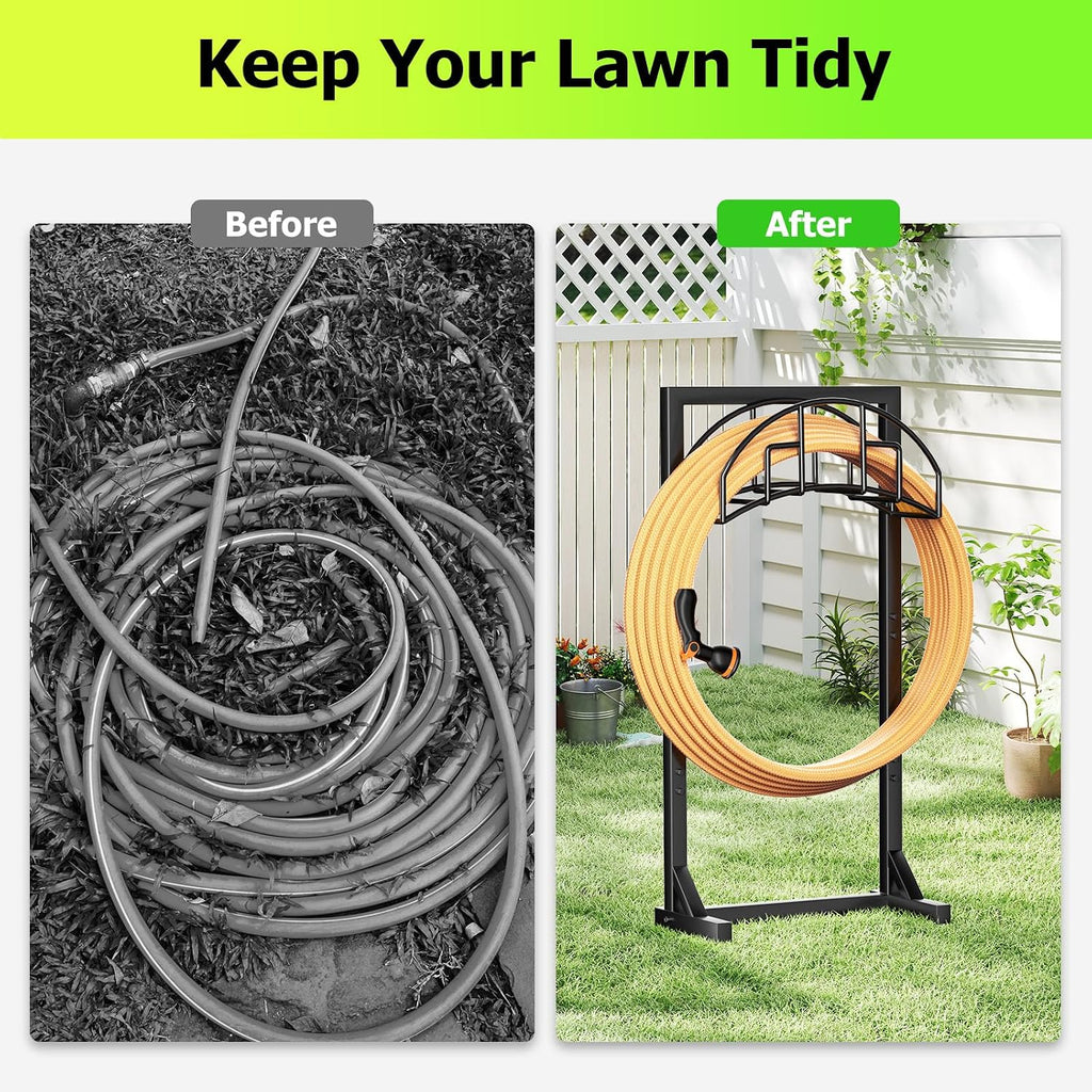 Garden Water Hose Holder for Outside | Detachable, Heavy Duty, Freestanding Hanger Stand, Hold Up to 150FT, Metal stand