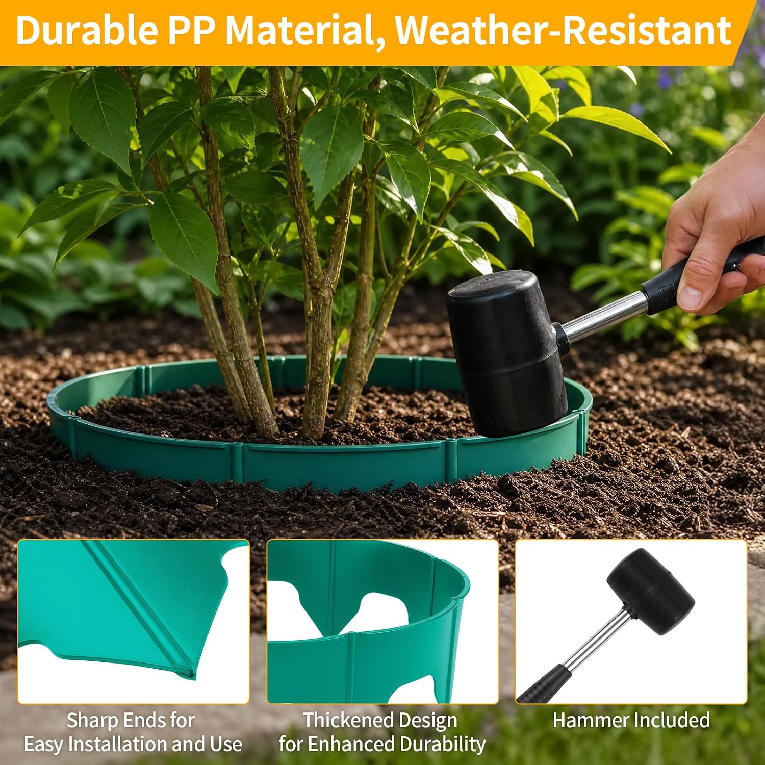 24 PCS Interlocking Planting Grow Rings Panels with Hammer, Green | Snap-together Components, Custom Rings in Varied
